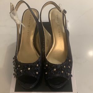 New Navy sling backs with 3” heel